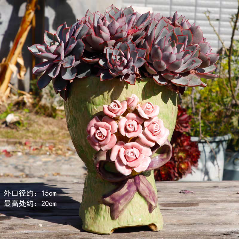 Ceramic Succulent Planters Stylish Crackle Glaze Design with Drainage Holes for IndoorOutdoor Small Plants(1).png