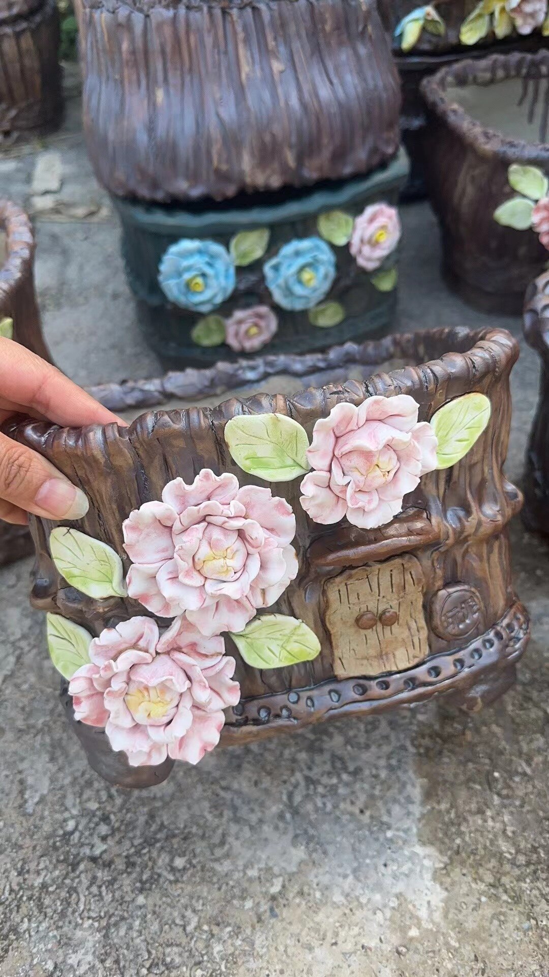 Ice Crack Glaze Plant Container for Cactus Plant Lover Gifts for Women Mom Aunt Home Office Decor.jpg