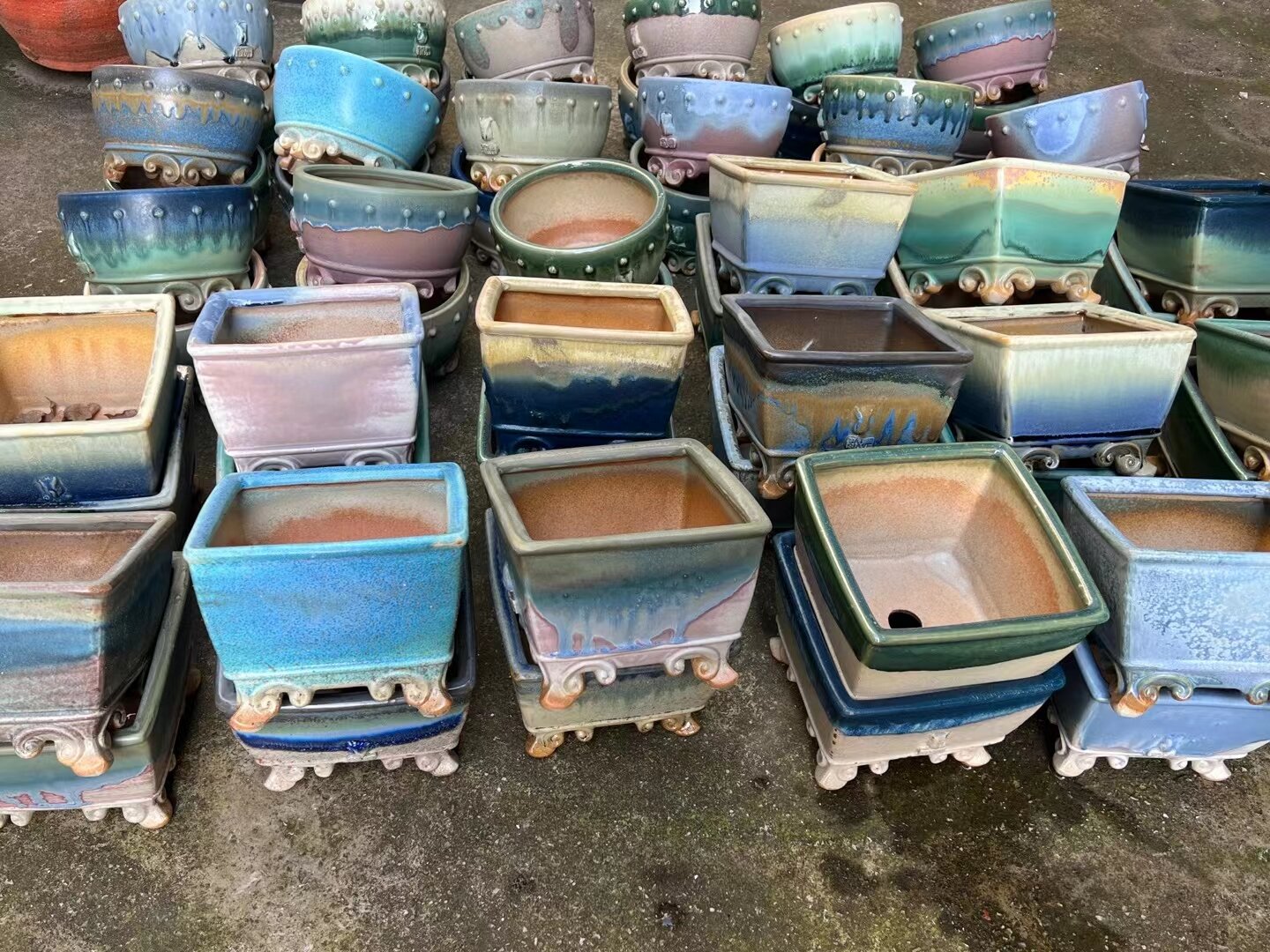 Nordic Vertical Pattern Flow Glaze Succulent Flower Pot Personalized Ceramic Small Seedling.jpg