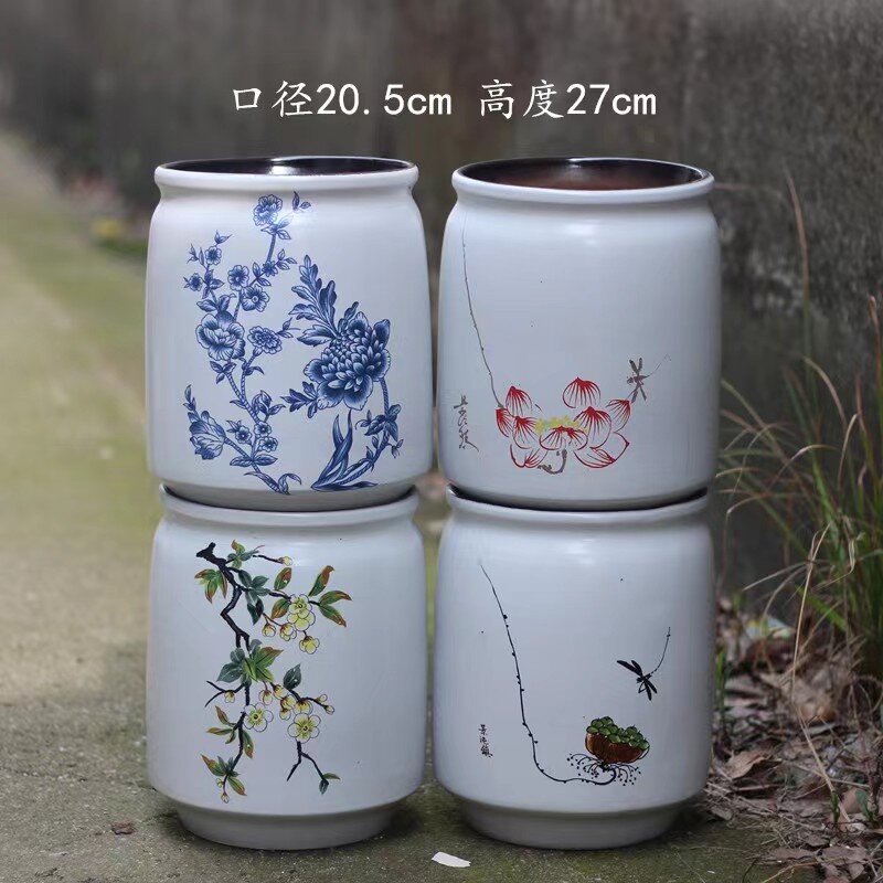 Rustic Farmhouse Ceramic Flower Pots Vintage Antique Planters  Vase with Drainage Hole for Indoor Outdoor.jpg