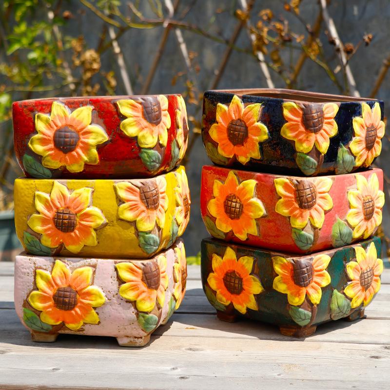 Beautiful Durable Outdoor Ceramic Flowerpot with Bowknot for Garden Use.jpg