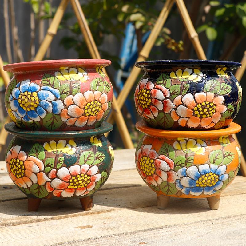 Durable Small Chinese Ceramic Flower Pot with Glazed Finish for Modern Home  Garden Artificial Succulents.jpg