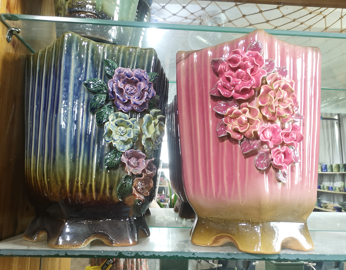 Special Wholesale Three-piece Set Marbled Ceramic Flowerpot with Base.jpg