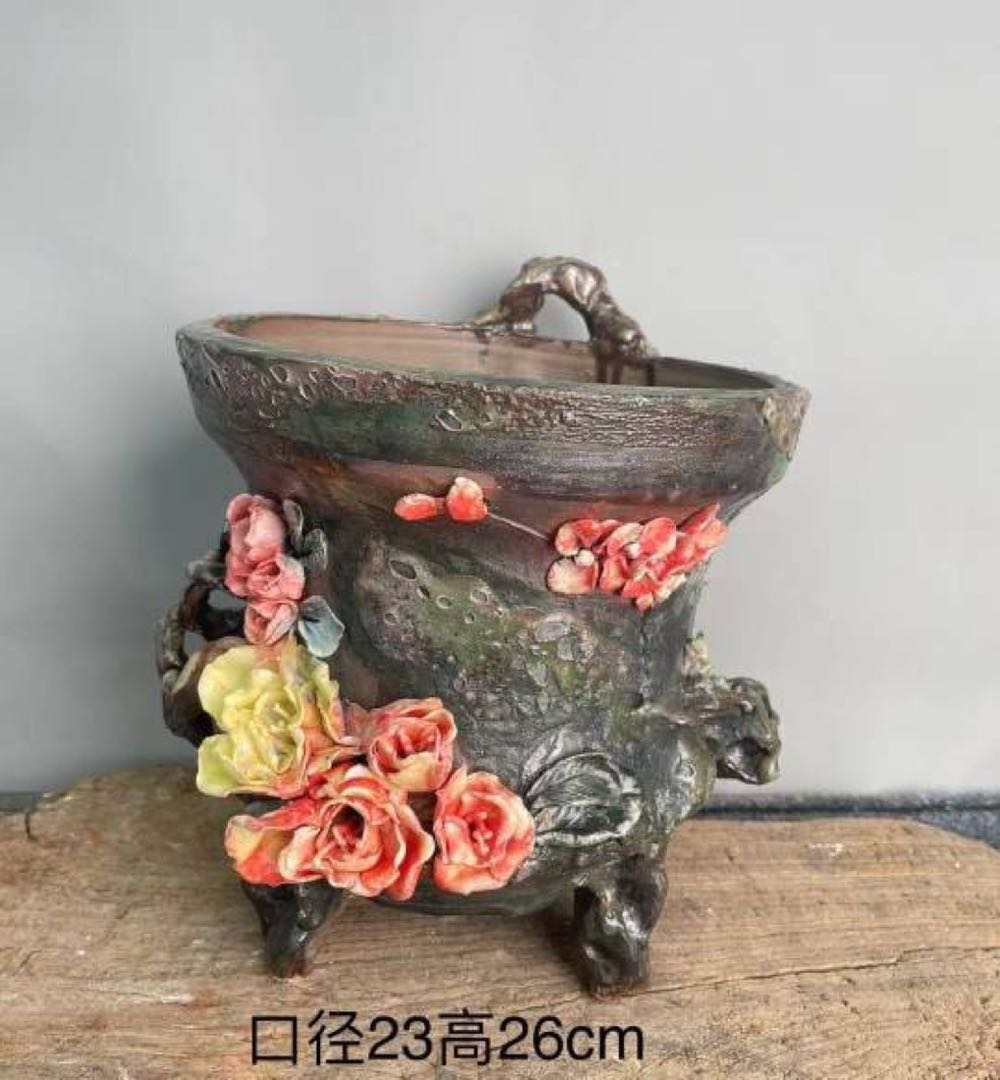 Vintage Ceramic Pottery Planter with Glazed Finish Durable Floor Succulent Pot for Indoor Outdoor Use.jpg