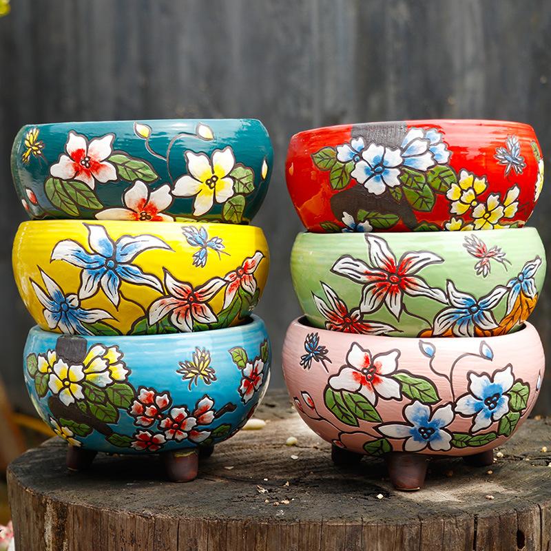 Wholesale Ceramic Flower Pots with Christmas Design for Succulent Garden Decor-No Plant Included.jpg