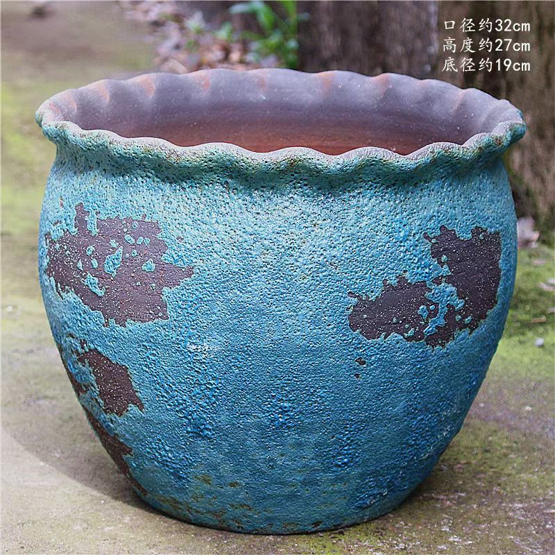 wholesale products blue ceramic glaze flower pots and planters for decor garden supplies clay pottery flower pots planters.jpg