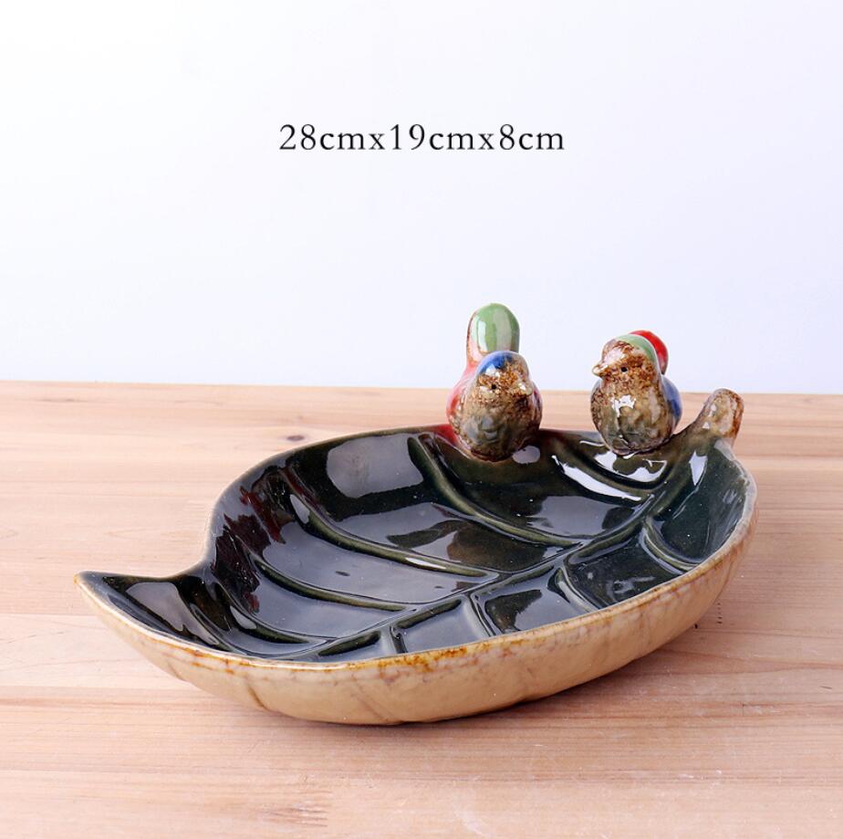 22 (1) leaf shape birds Creative ceramic fruit plate.jpg